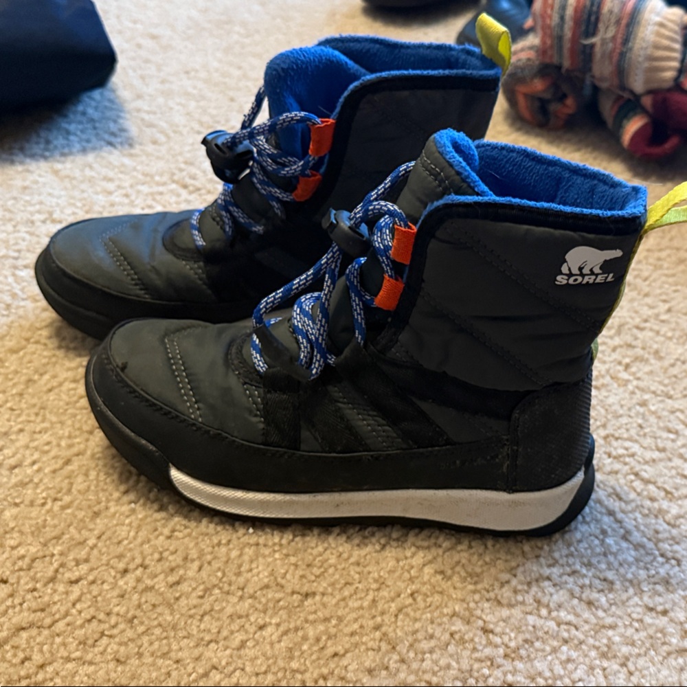 Sorel Kids' Black and Blue Snow Boots
